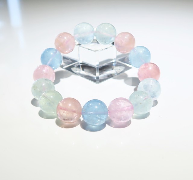 BA0049 【稀少・大玉】 ミックスベリルAAA １４．５ｍｍ ブレスレット