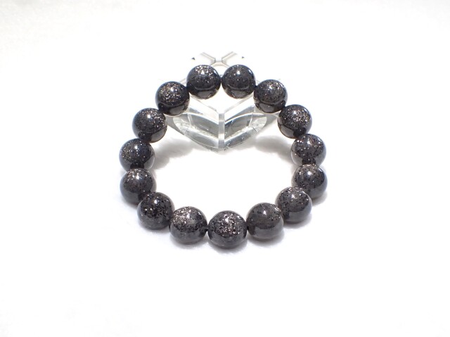 ★ブラックアベンチュリンムーンストーン 11.5ミリ珠 ブレスレット(SA+) AA0371 ブラックアベンチュリン 14mm ブレスレット