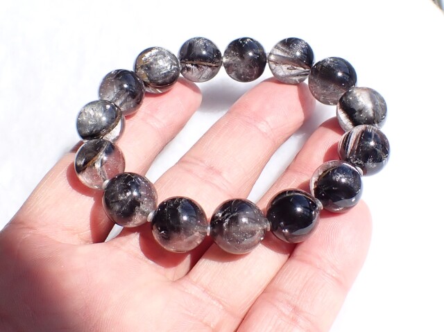 RE0747 ブラックプラチナルチルクォーツ 13mm ブレスレット