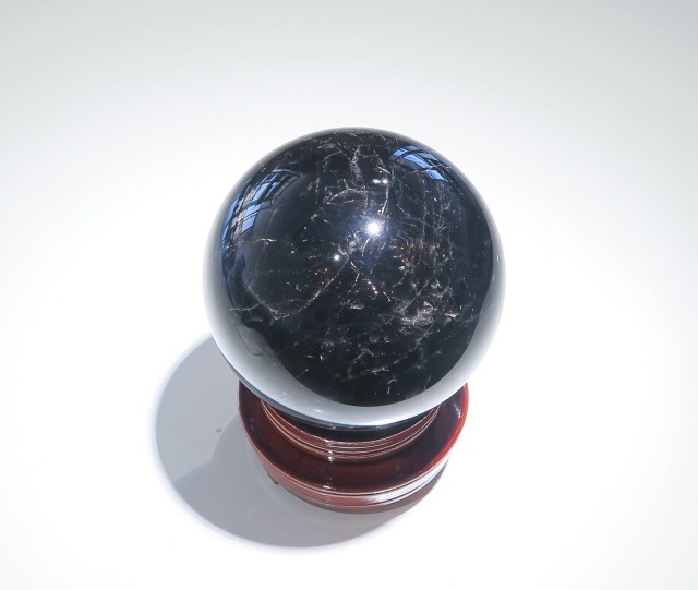 【強力魔除け・浄化】希少！チベット産！モリオンスフィア⭐️N41 台座付き tosho-stones_741-1