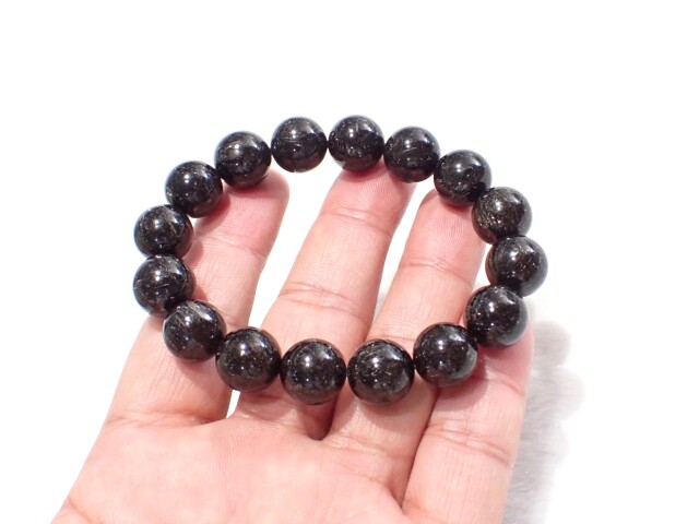 RE0720 ブラックルチルクォーツ 13．5mm ブレスレット
