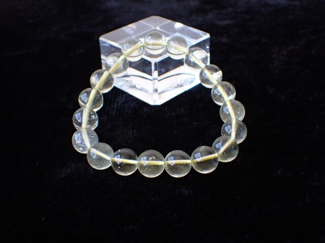 RI0296 リビアングラス 10mm ブレスレット ☆宝石鑑別書付き☆
