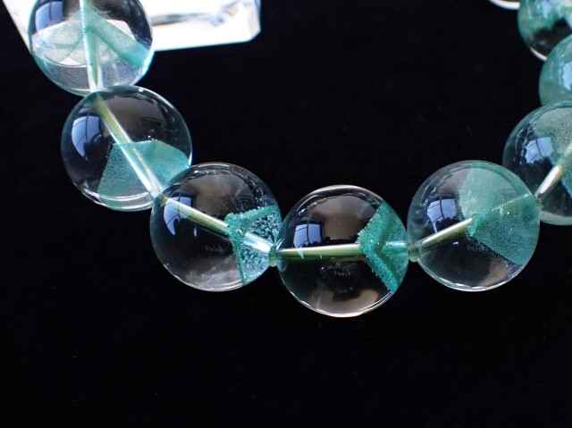 高品質　マダガスカル産　グリーンファントムクオーツ　ブレスレット 高品質+]マダガスカル産グリーンファントムクォーツブレスレット（約