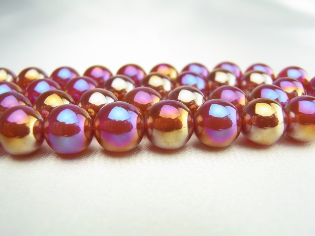 OB0023 【オーラビーズ粒】 ローズオーラアゲート 8mm 【5粒】